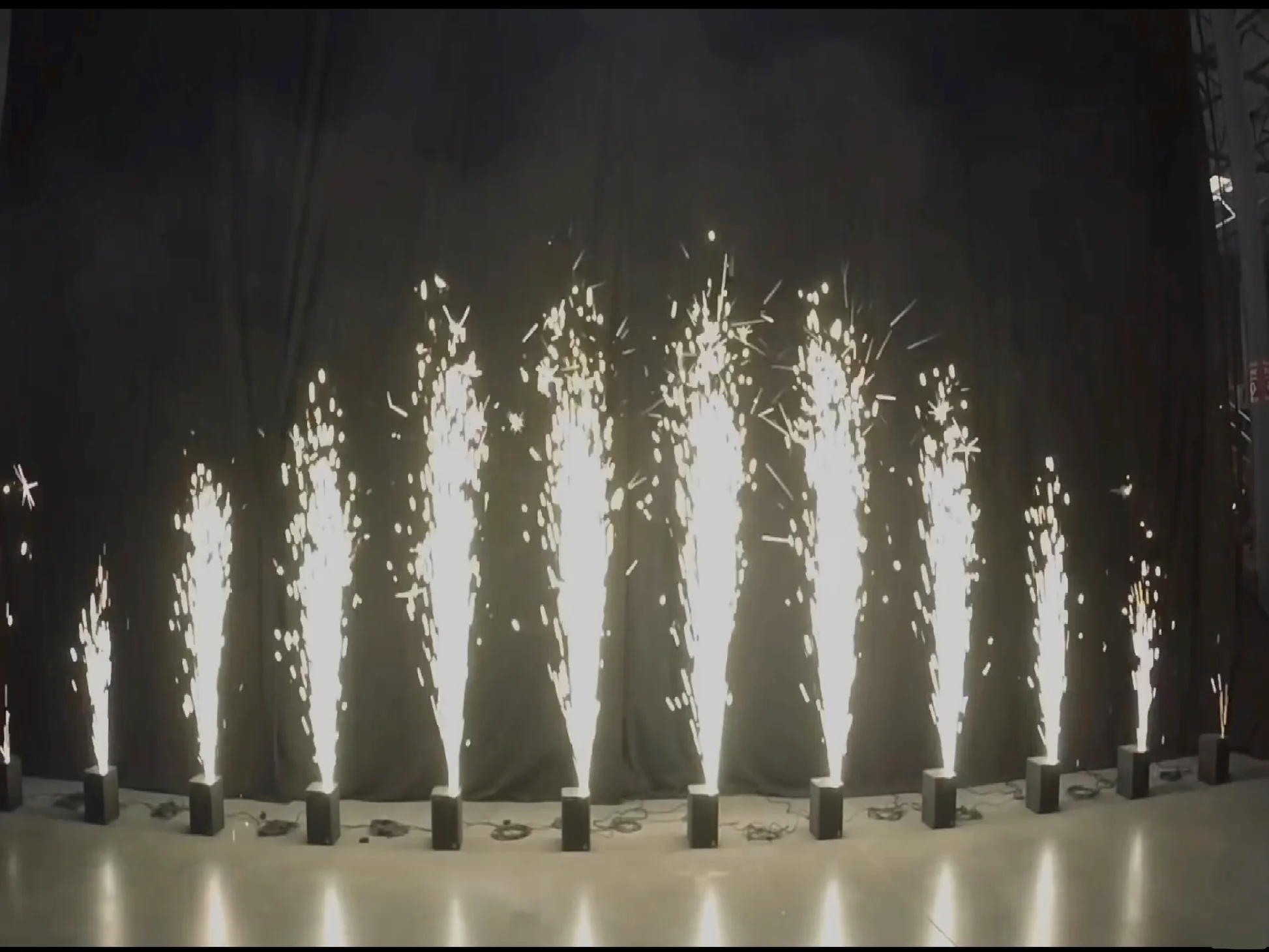 Silver fountain firework with sparkling effects